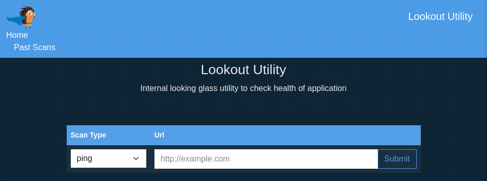 A screenshot of the Lookout Utility WebPage