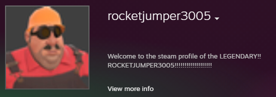 Screenshot of Steam profie of user rocketjumper3005